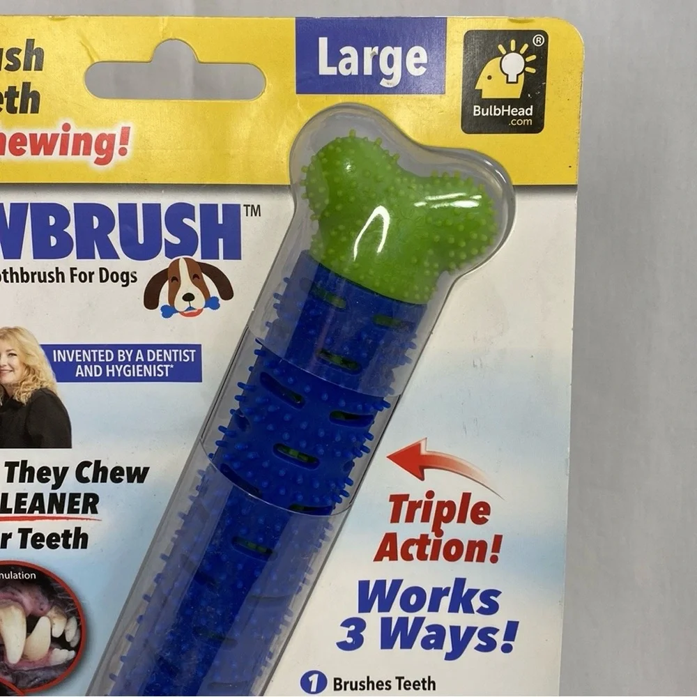 Lot of 2~ChewBrush Large Dogs Blue ~ Self Brushing Toothbrush while Chewing